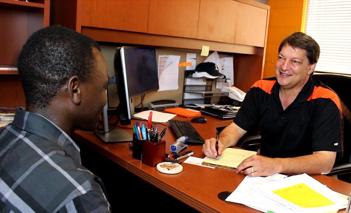 Faculty member advising student