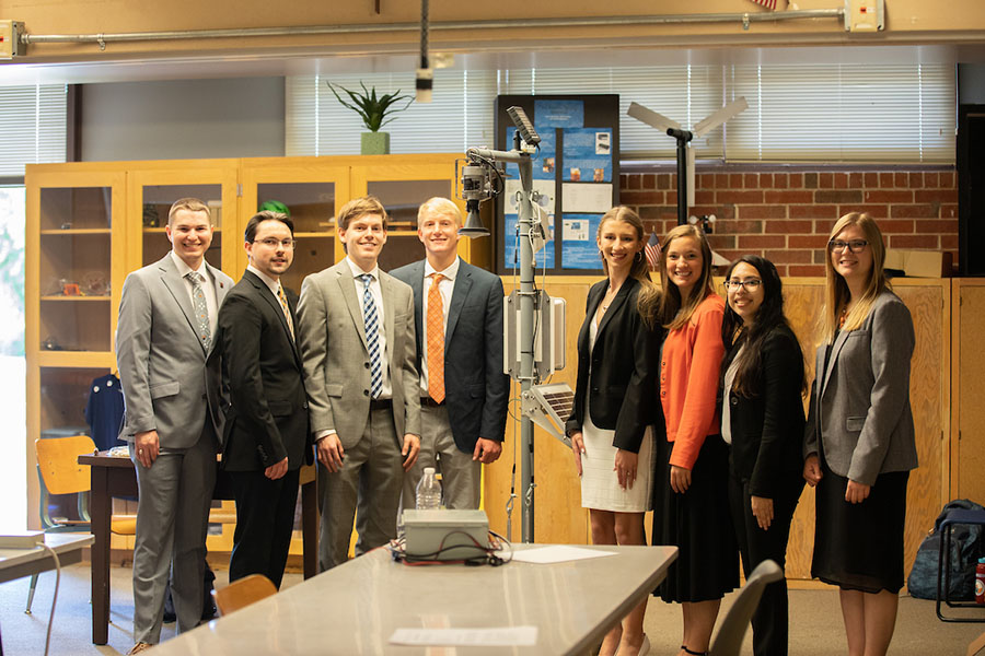 Students in the Department of Biosystems and Agricultural Engineering present their senior designs to industry professionals.