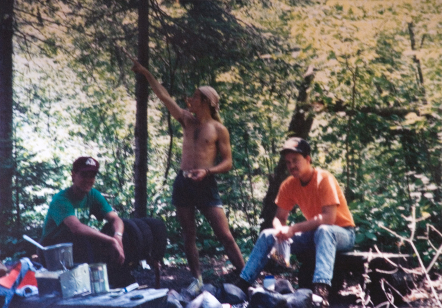 Students lounging around at the campsite.