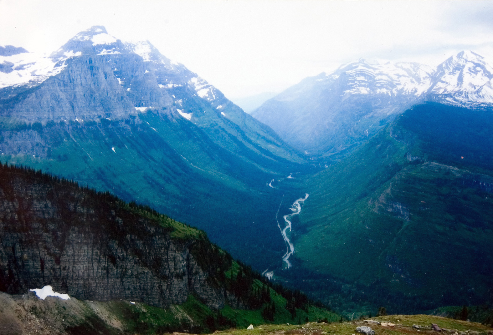 View of a river valley among the mountains.