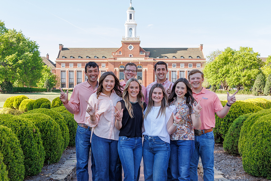 Students standing on the OSU campus.